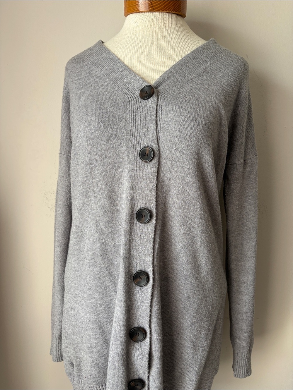 Classic Grey Button-Front Women’s Sweater Cardigan Devotion by Cyrus